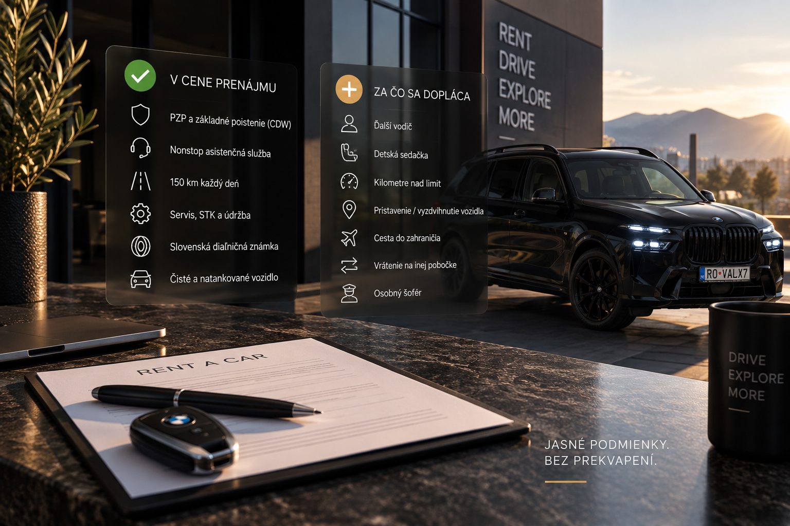 What the rental price includes and what costs extra
